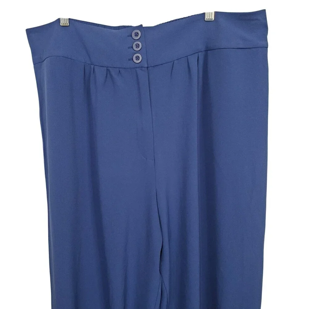 Melissa McCarthy NEW 1X Pants Flowy Cropped Capri Button Cuff Elastic Waist Hems - Picture 3 of 12